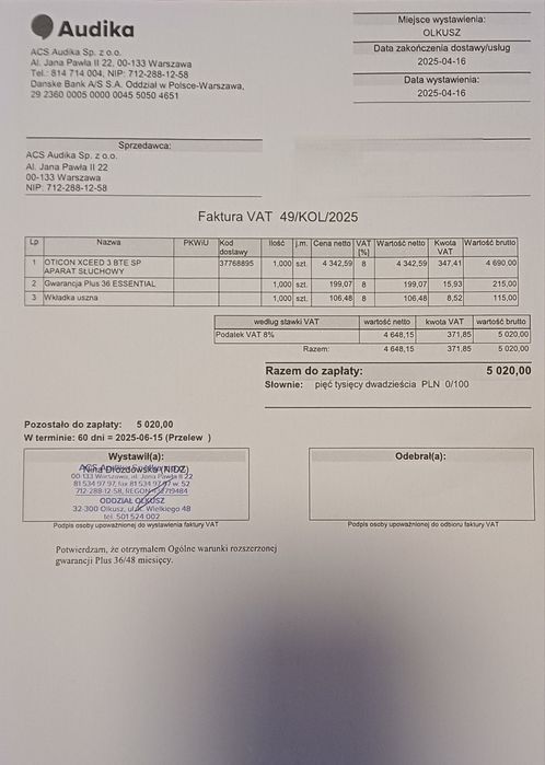 Aparat słuchowy lewy i prawy