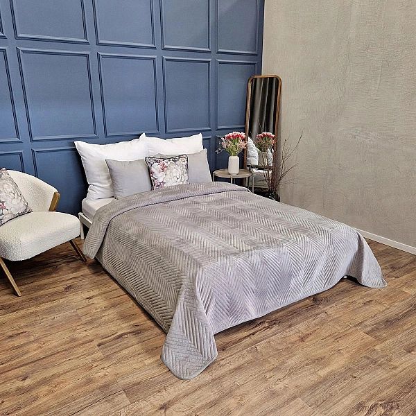 NARZUTA na łóżko kanapę 200x220 WELUROWA velvet pikowana kapa Caden SR