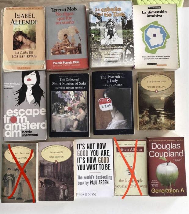 Vários livros, clássicos, best-sellers em Português, Inglês e Espanhol