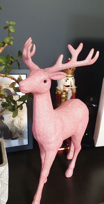 Brokatowy Renifer, Różowy renifer, Renifer w stylu glamour.