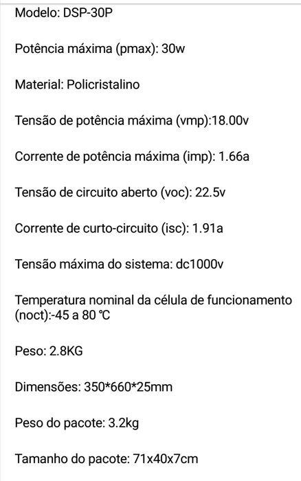 Kit Painel solar 30w controlador 10A
