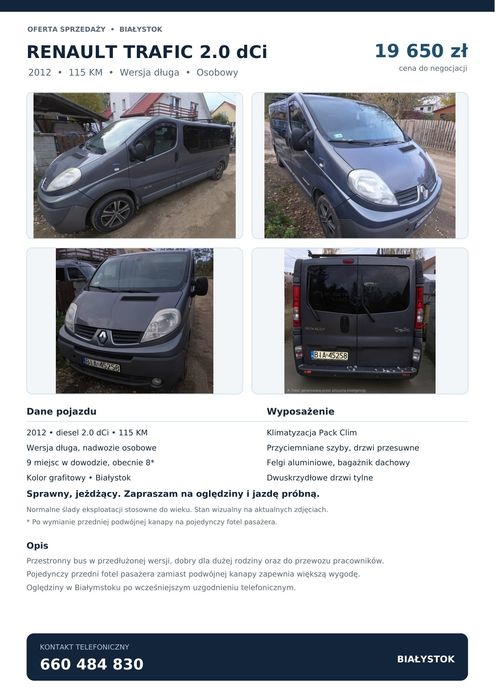 Sprzedam Renault Trafic 2.0 dCi