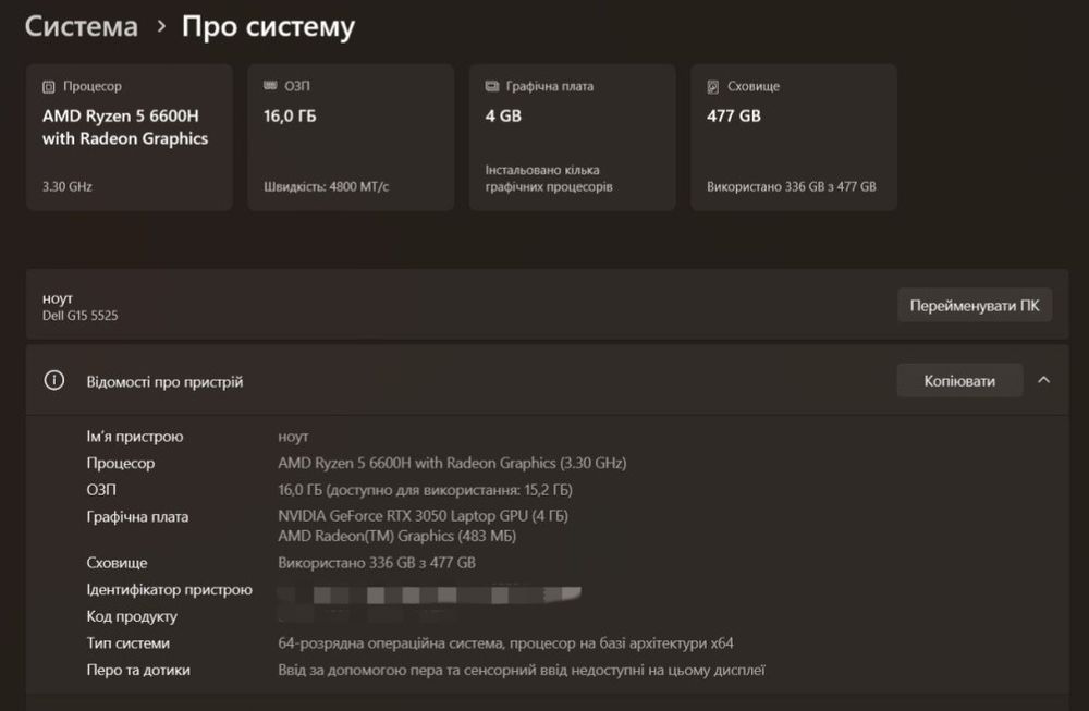 Игровой ноутбук Dell G15 5525 + Подарки
