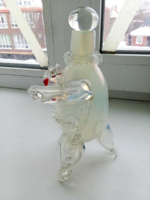 Штоф ведмідь  гутне  скло ЛКСФ