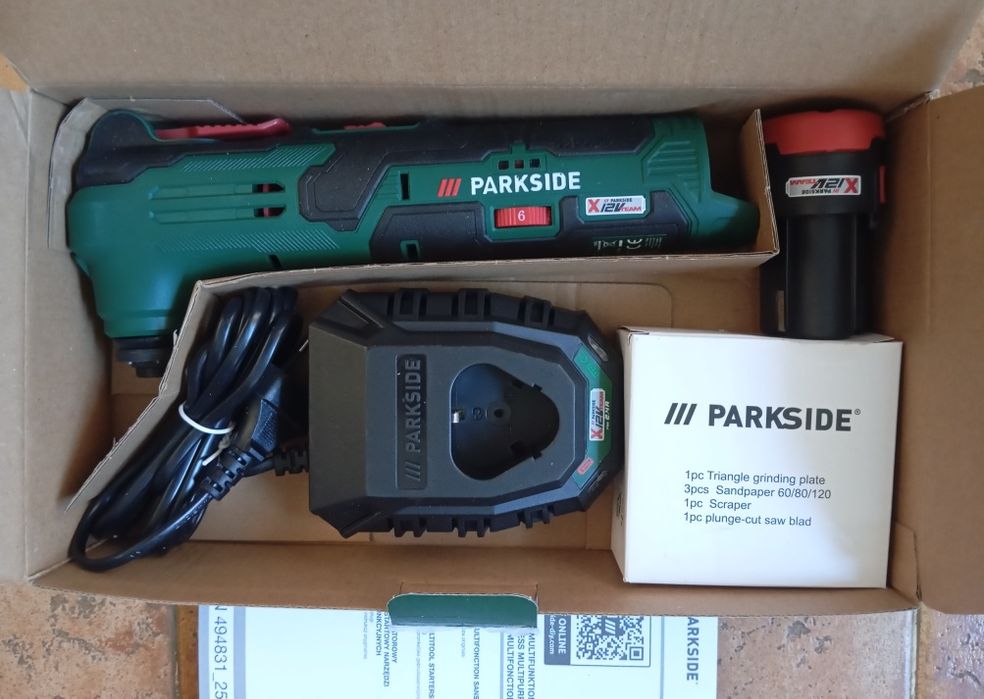 Conjunto ferramenta multiusos com bateria 12V Parkside