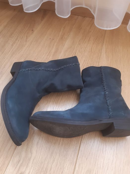 Granatowe kowbojki damskie wysokie buty zamsz eko rozmiar 40 jak nowe