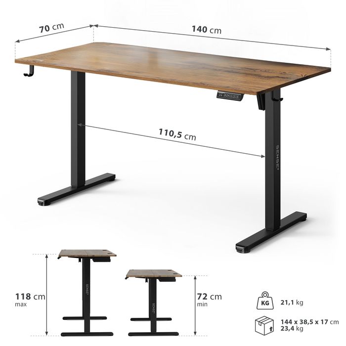 Компютерний стіл 140x70 з електро регулюванням висоти Sense7 Nojo LIGHT