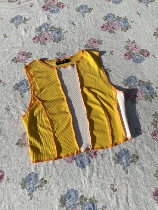 Żółty crop top S 36 shein y2k