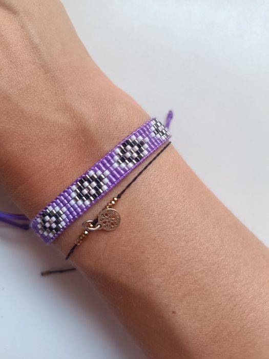 Bransoletka Boho fiolet handmade