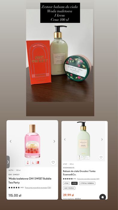 Zestaw kosmetyków Oriflame - balsamy+ woda toaletowa