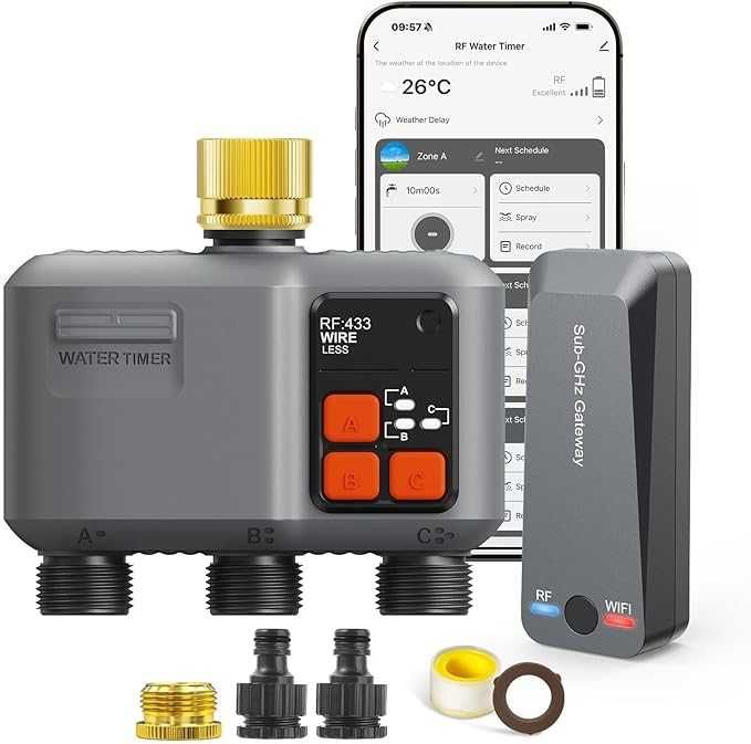 JOHGEE Komputer do Nawadniania WLAN 3 Technologia RF 300 m Alexa Smart Life