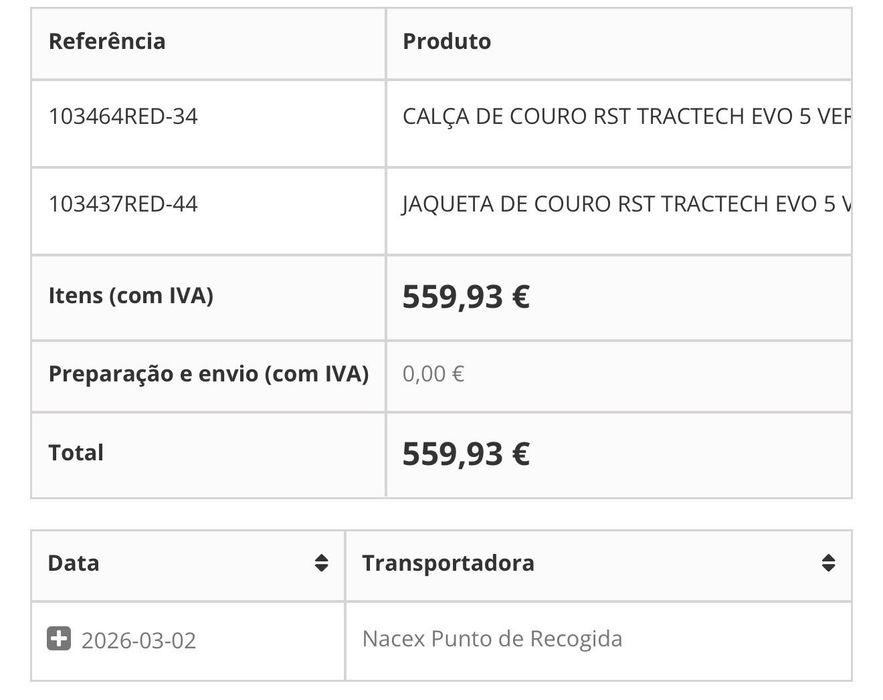 Fato de mota em couro RST