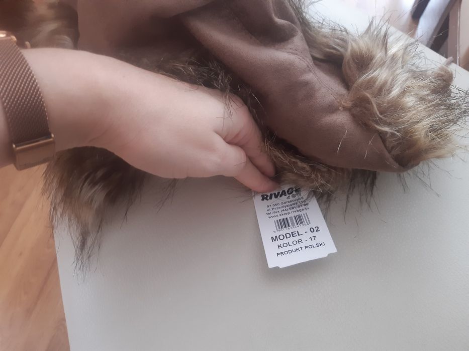 Nowa czapka uszatka, brązowa, polski producent