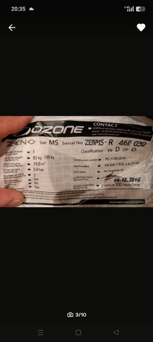 Parapente Zeno  en d