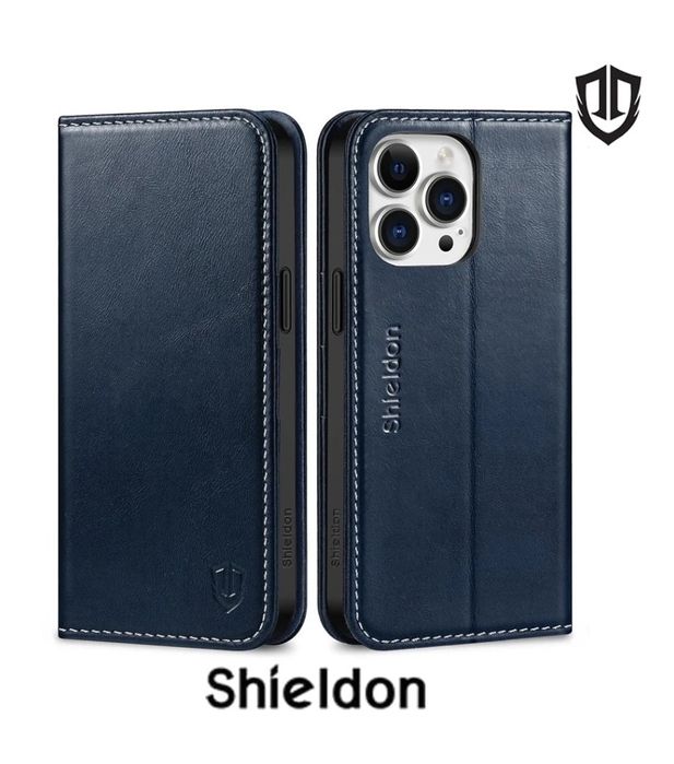 Etui iPhone 15 Pro Max Shieldon, z prawdziwej skóry, portfelowe