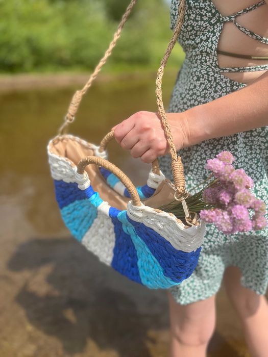 Letni koszyk pleciony - letnia torebka