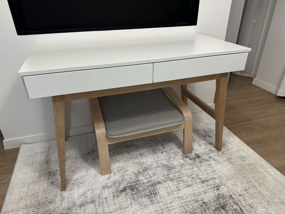 Biurko Pinio Swing lite drewno 120x60 cm białe