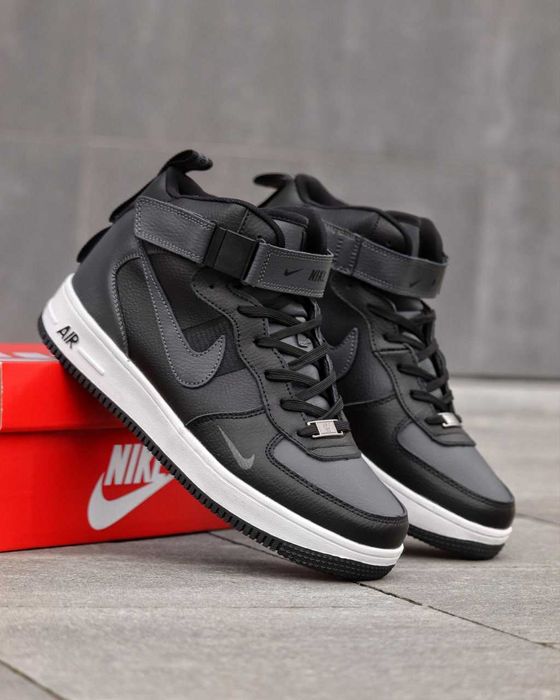 !ЗИМА! Nike Air Force 1 High Fur Grey/Black 41 42 43 44 45 46 найк
