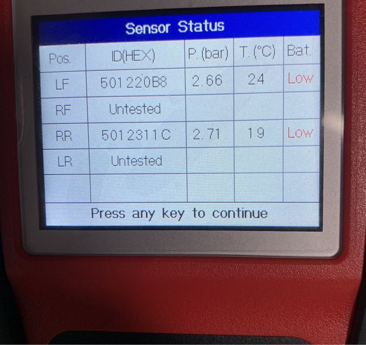 Діагностика та обслуговування датчиків тиску  колес авто TPMS
