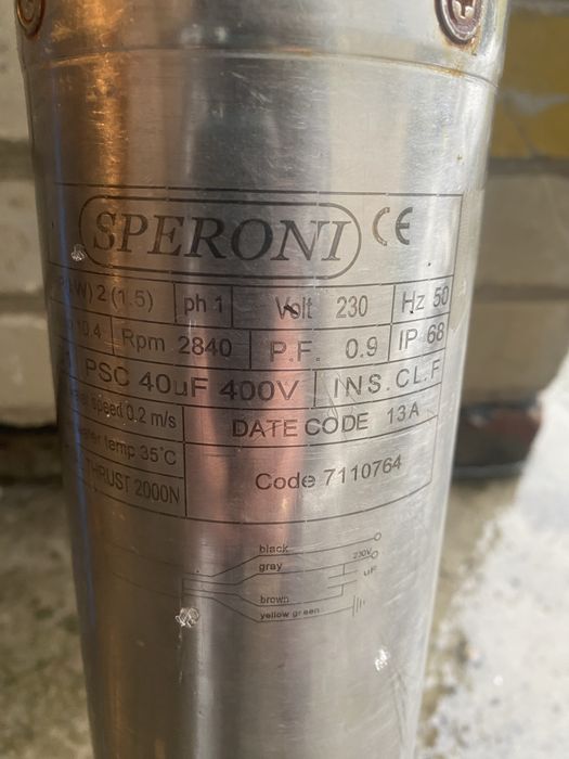 Погружной скважинный насос Speroni PSC 40uF 400V