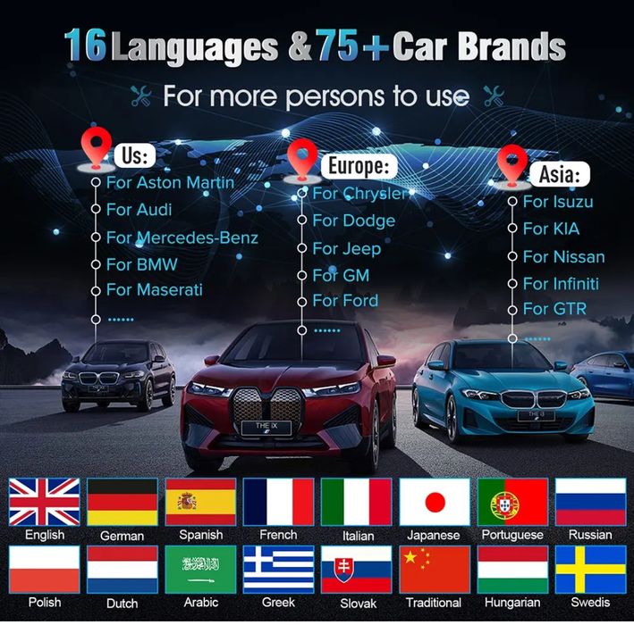 Máquina Diagnóstico Kingbolen S500 OBD2 sistemas ABS/SRS/ECM/TCM NOVO