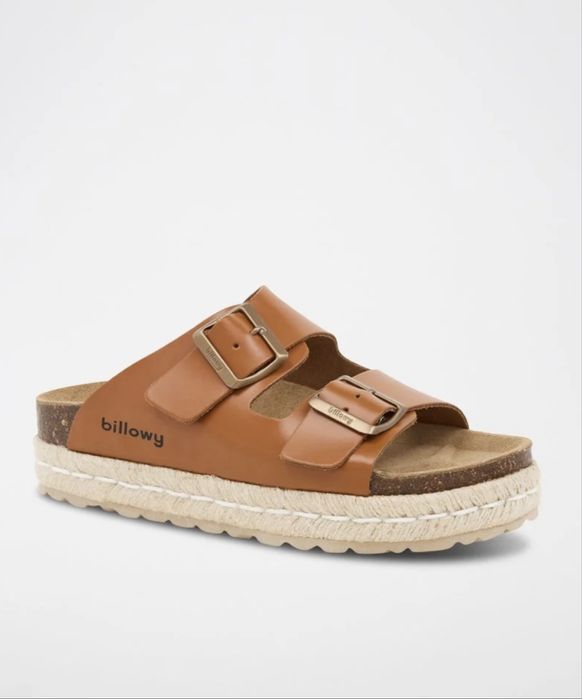 Sandalia pele com plataforma