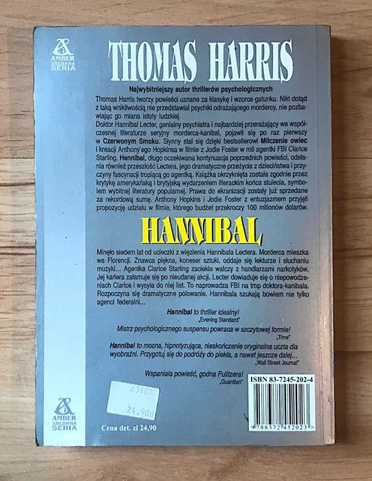 Horror Kryminał Thomas Harris Hannibal Kontynuacja Milczenie owiec +
