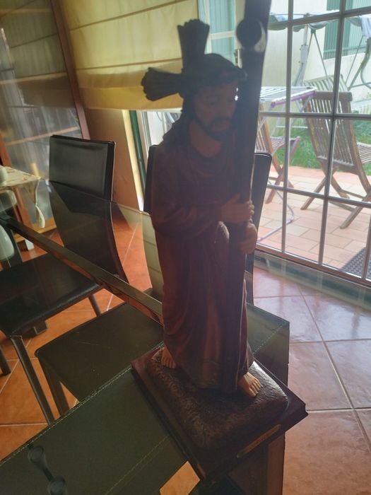 Arte sacra estátua do Senhor dos Passos em marfinite  45cm