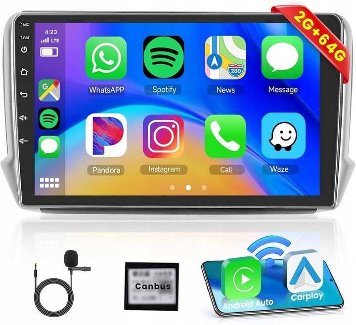 Radio Smart do Peugeot 208  2008 - 2015 Android GPS, BT, HiFi, FM