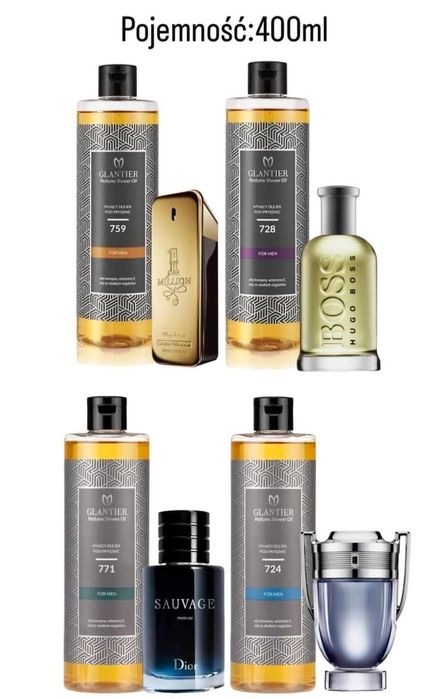 Męski perfumowany olejek pod prysznic Glantier 400ml