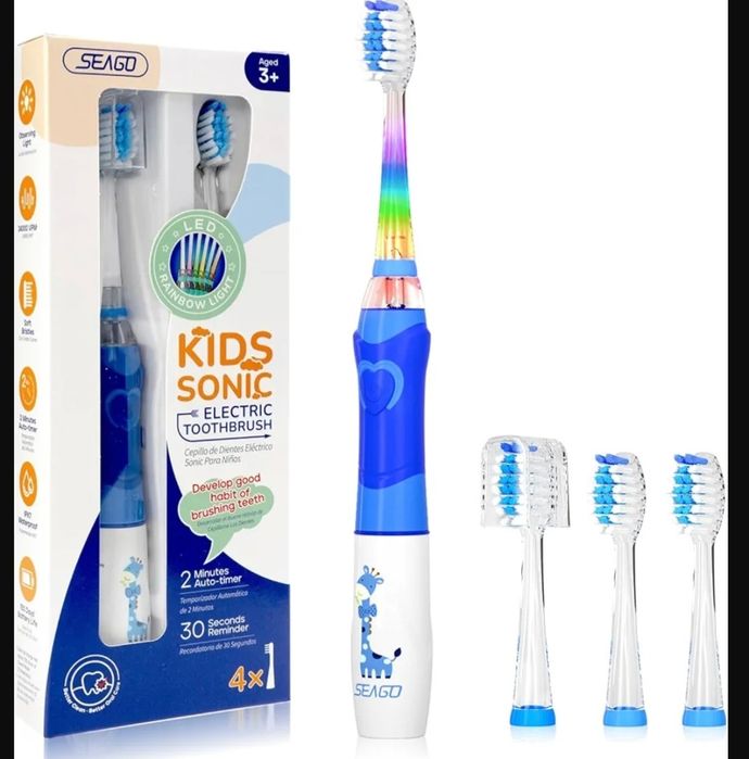 Seago elektryczna szczoteczka do zębów dla dzieci z kolorową diodą LED