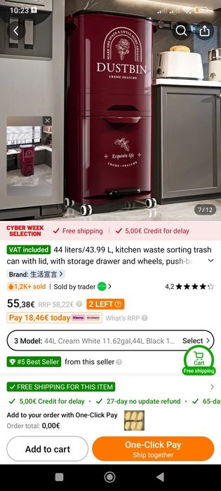 Caixote de arrumação ou lixo