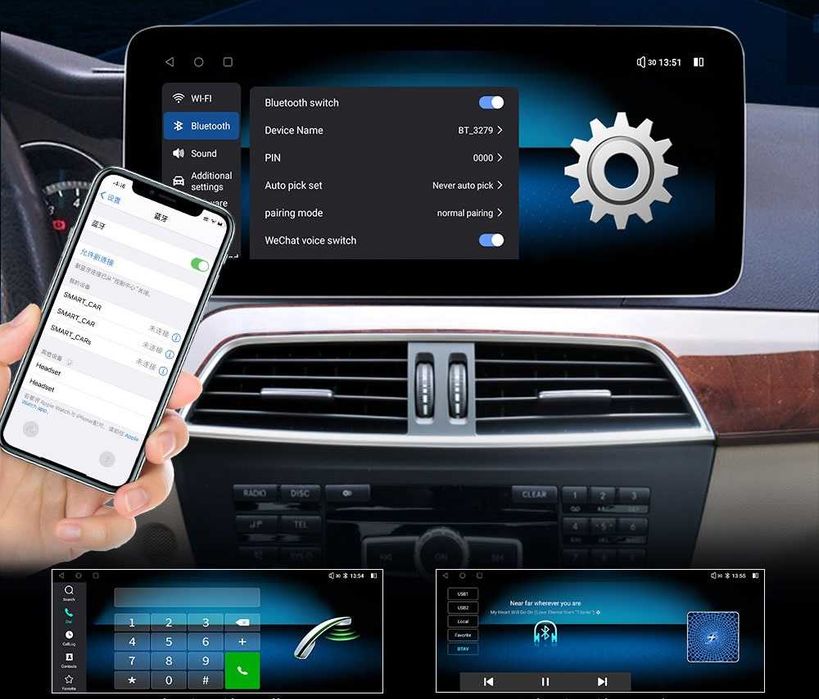 CarPlay Android Radio DAB+ Opcja GPS WiFi 4G Mercedes C W204 NTG4.5