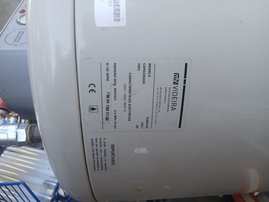 Cilindro 150l em cobre a funcionar