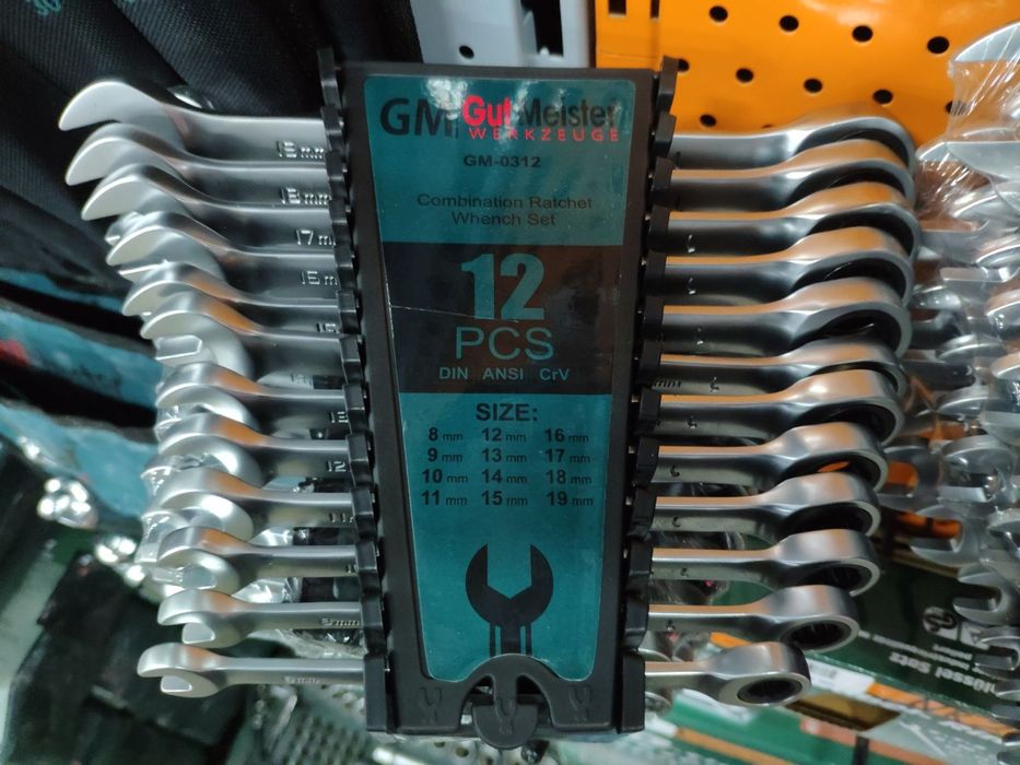 Рожково накидные ключи с трещоткой набор ключей рожковых Gut Meister