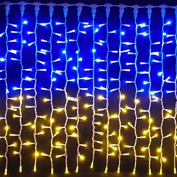 Патриотическая гирлянда штора SFK-09, usb, на окно, с пультом, 2х2м