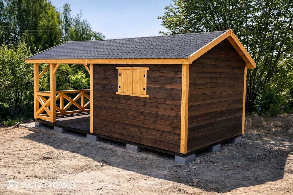 Domek drewniany ogrodowy z altaną bez pozwolenia Rod