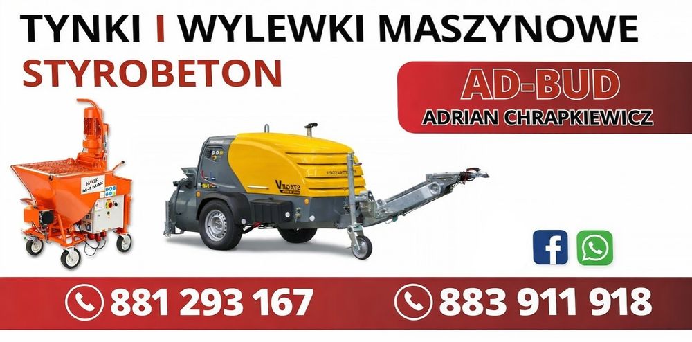 Tynki maszynowe, wylewki miksokret, styrobeton, jastrychy, posadzki