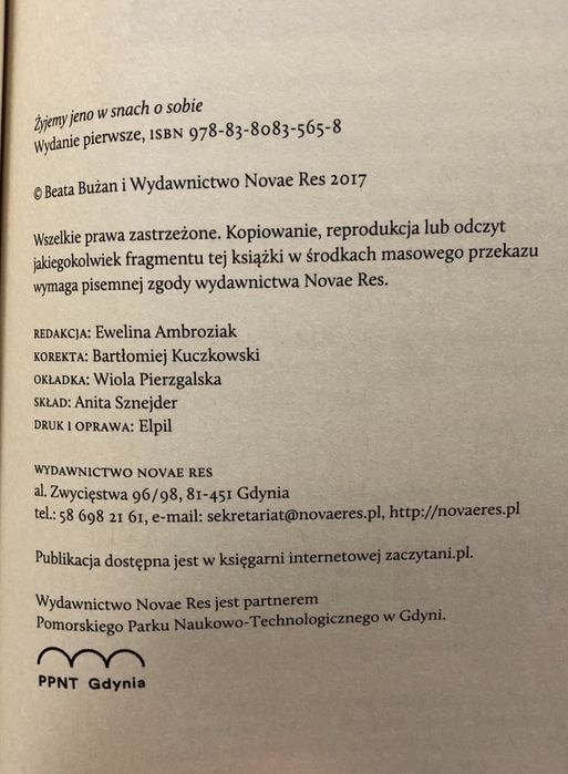 Książka nowa Żyjemy jeno w snach o sobie Beata Bużan na prezent