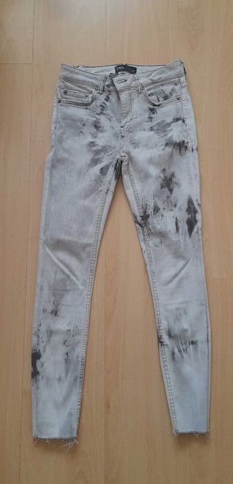 Spodnie skinny wysoki stan Zara 36 S szare