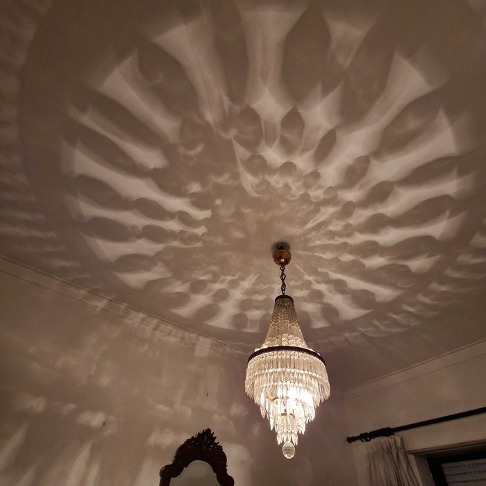 Lustre vintage em cristal lapidado (candeeiro de teto em cascata)