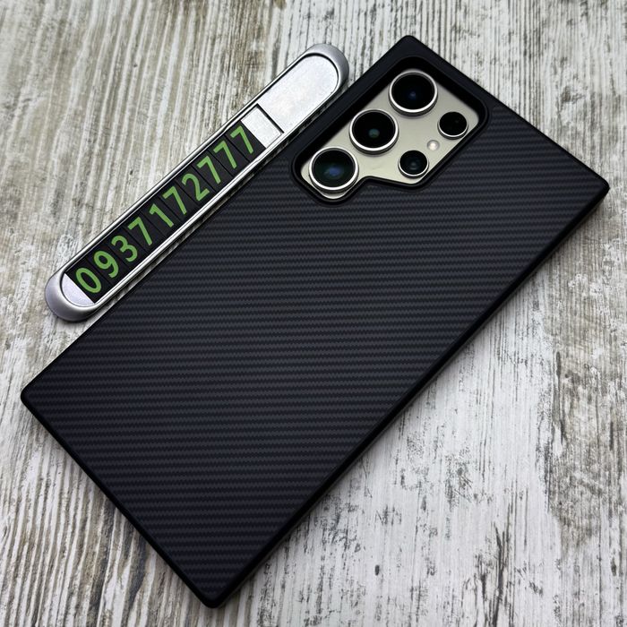 Чохол преміум якості Fibra NightFall MagSafe на Samsung S26 Ultra/ S25 Ultra/ S24 Ultra Carbon Style. Чехол