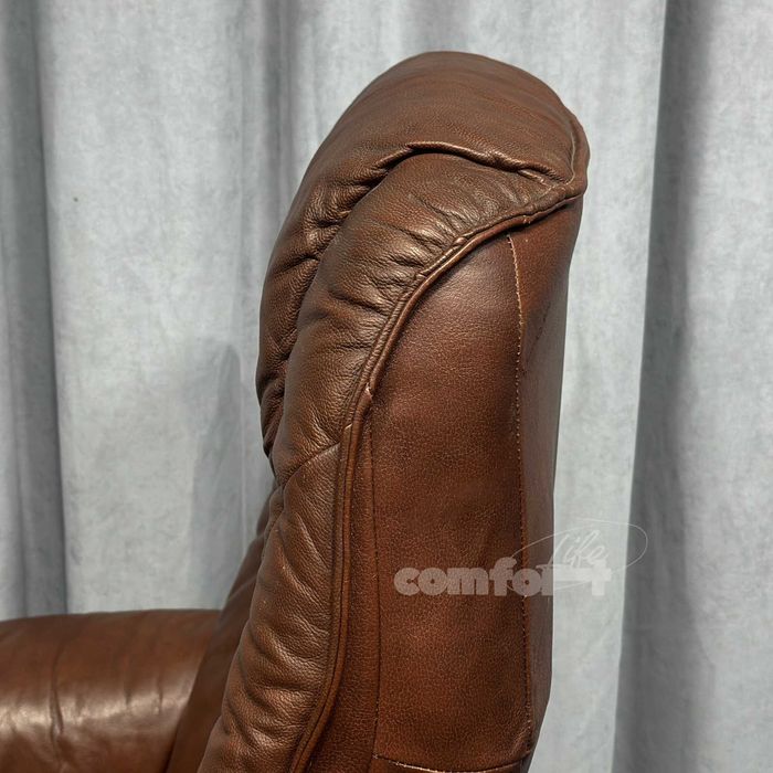 Коричневий шкіряний реклайнер/шкіряне крісло для відпочинку/ЛУЦЬК