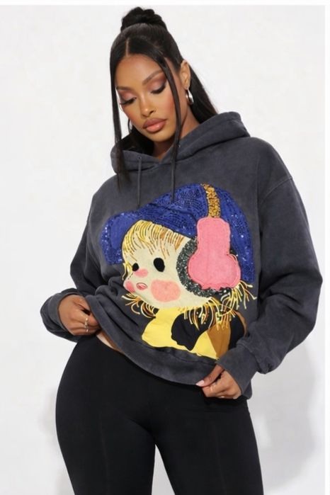 Bluza oversize „Drogie Chiny” haft aplikacja kaptur HIT sezonu Szara