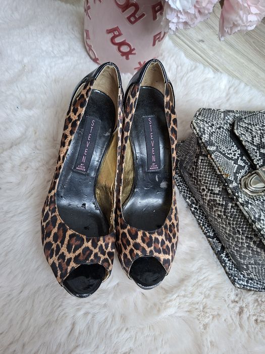Steve Madden Steven czółenka peep toe panterka r. 38