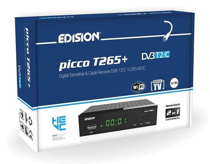EDISION PICCO T265+ Tuner DVB-T2 HDMI SCART Wifi HEVC pilot 2 w 1 PL