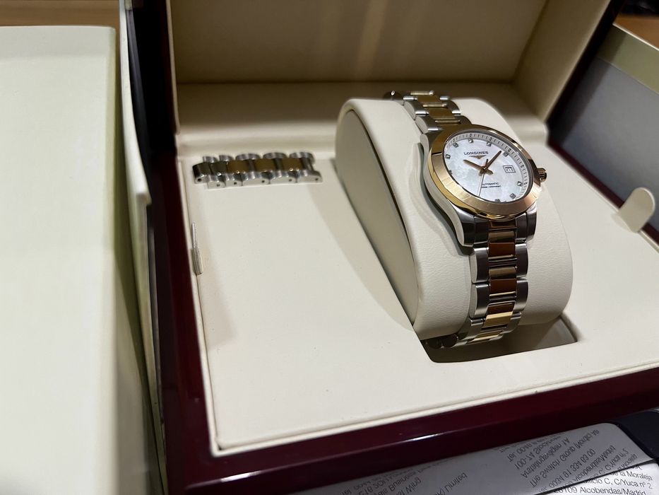 Longines Conquest Lady 29,5mm damski bikolor stal złoto 18k diamenty