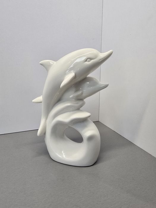 Figurka porcelana Para delfinów