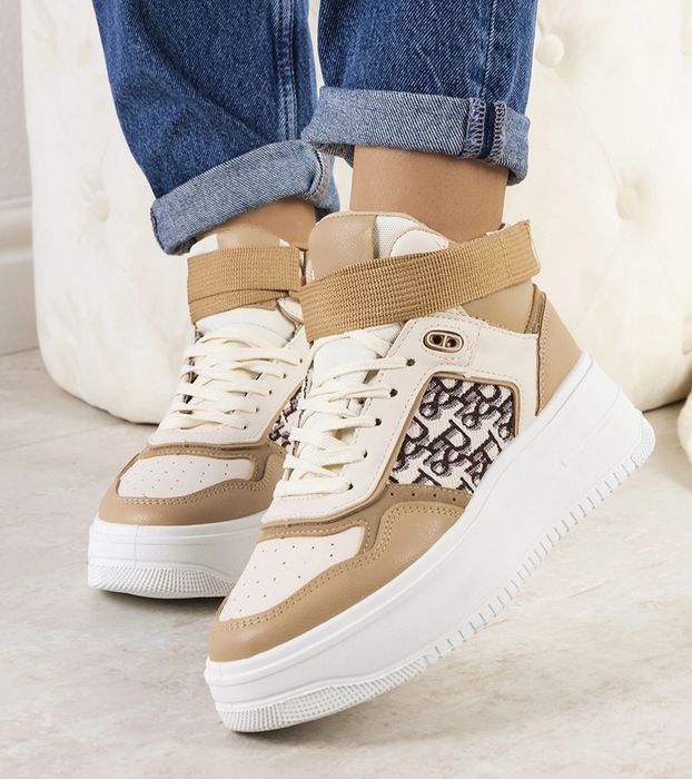 Beżowe wysokie sneakersy za kostkę Adolis