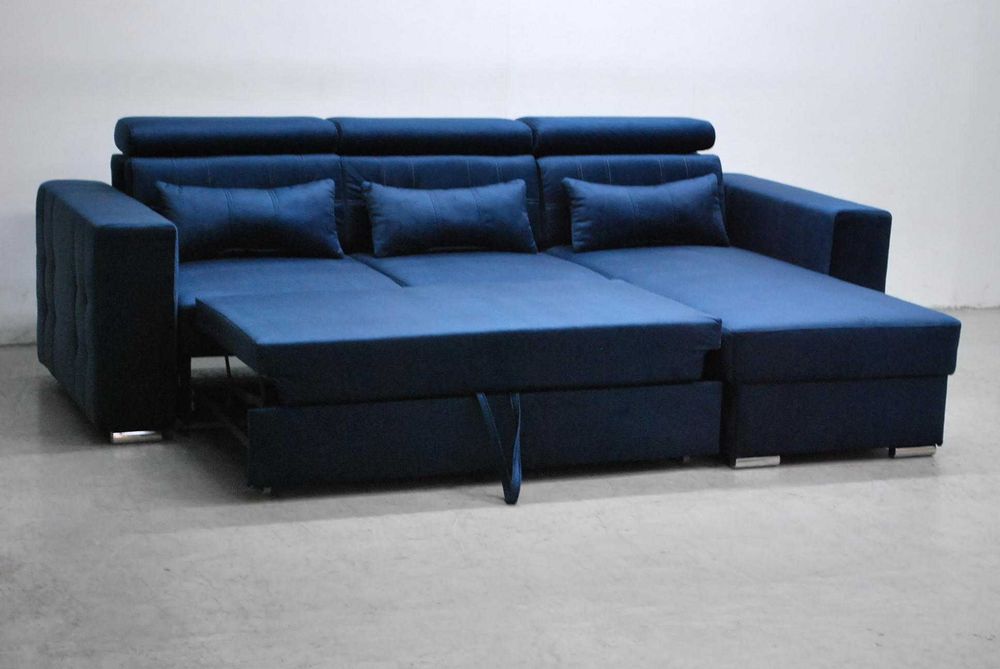 PXz NOWOCZESNY NAROŻNIK z funkcja spania + pojemnik M77 monolith